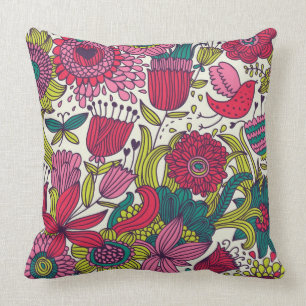 Bright floral pattern throw pillow