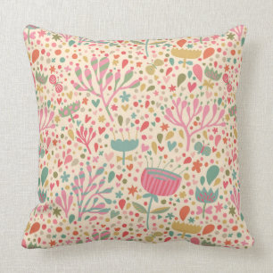 Bright floral pattern throw pillow