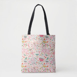 Bright floral pattern tote bag