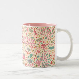 Bright floral pattern Two-Tone coffee mug