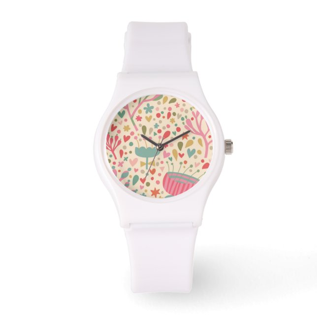 Bright floral pattern watch (Front)
