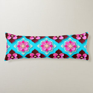 Bright Floral Pattern with Pink Flowers Body Pillow