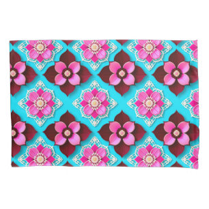 Bright Floral Pattern with Pink Flowers Pillowcase