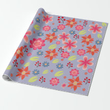 Bright Floral Pattern Wrapping Paper Sheets