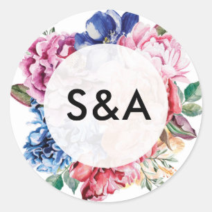 Bright floral personalized initial stickers