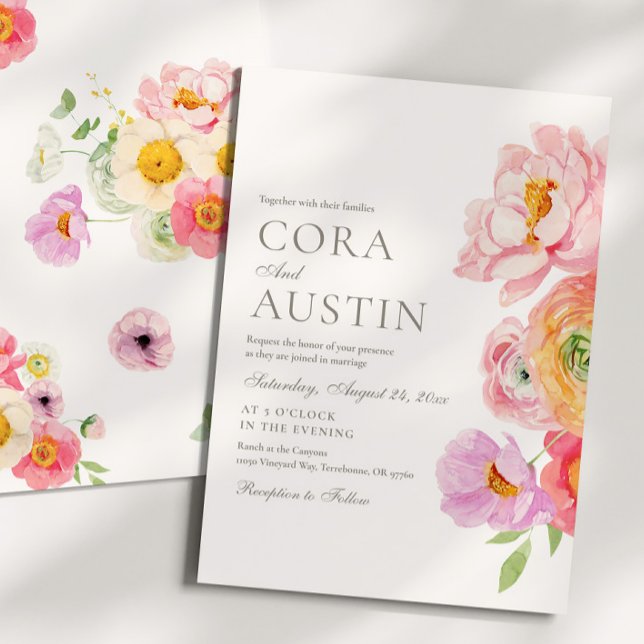 Bright Floral Photo Wedding Invitation (Creator Uploaded)