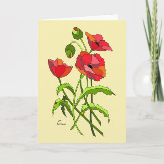 Bright Floral Poppies Card