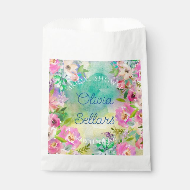 Bright Floral Profusion Bridal Shower Favour Bag (Front)
