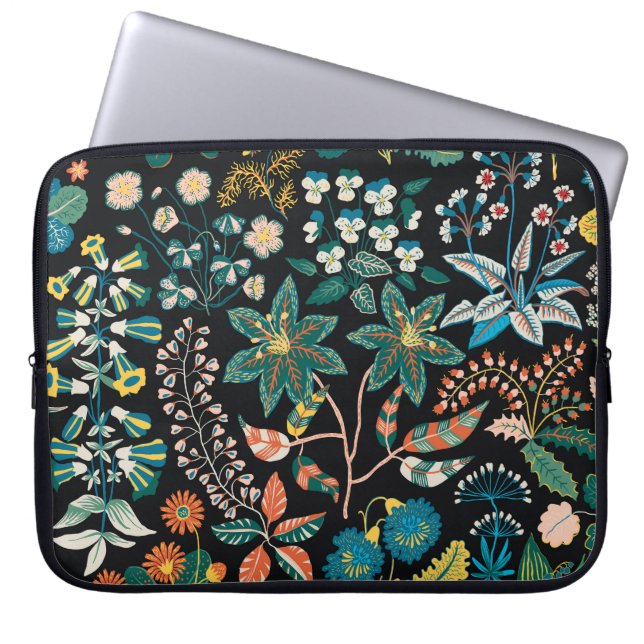 Bright Floral: Random Botanical Seamless. Laptop Sleeve (Front)