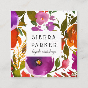 Bright Floral Retro Event Design Business Card