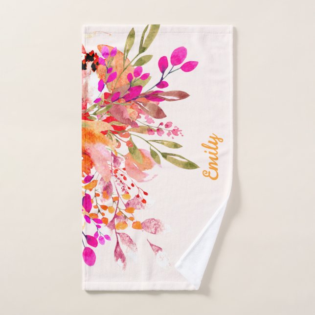 Bright Floral Romantic Custom Name Hand Towel (Hand Towel)