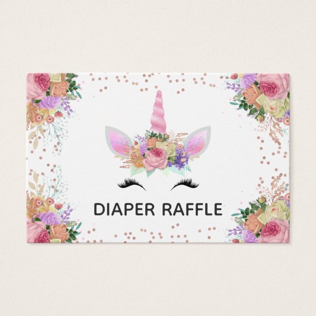 Bright Floral Unicorn Diaper Raffle (Front)