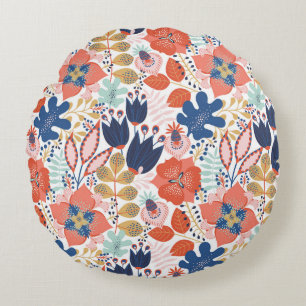 Bright floral vintage: Scandinavian style. Round Pillow