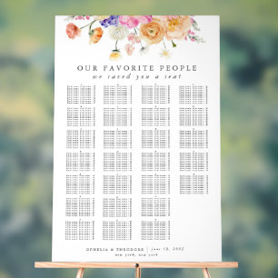 Bright Floral Watercolor Wedding Seating Chart