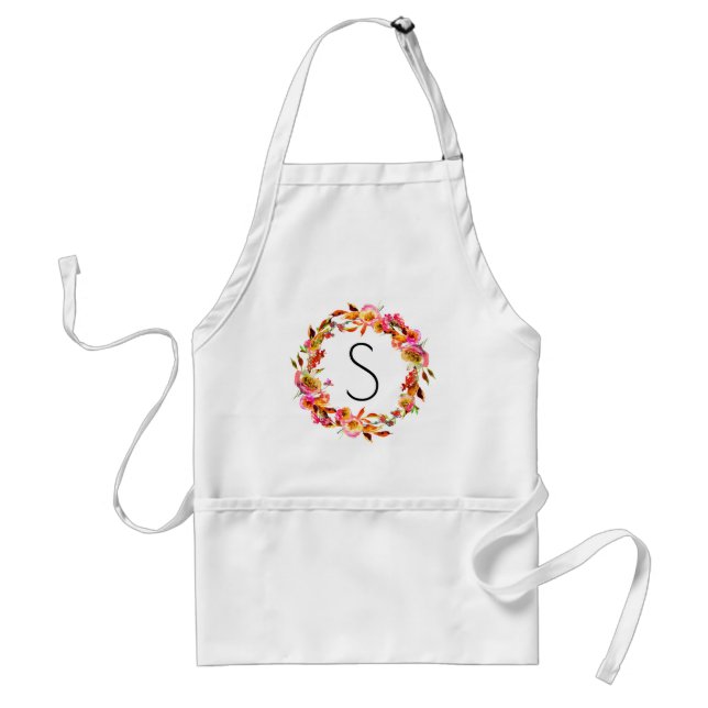 Bright Floral White Shiplap Baking Cooking Custom Standard Apron (Front)