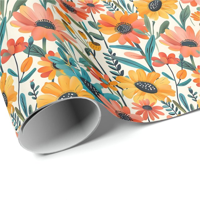 Bright Floral Wrapping Paper (Roll Corner)