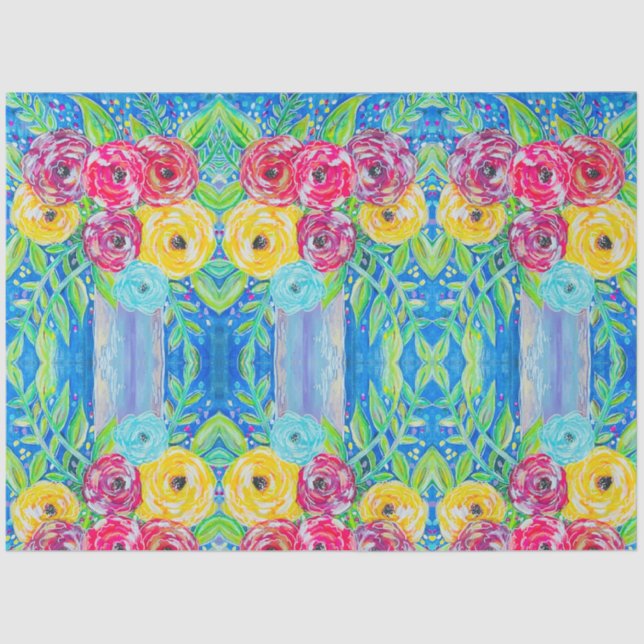 Bright Florals Mirrored Tissue Paper (Front)