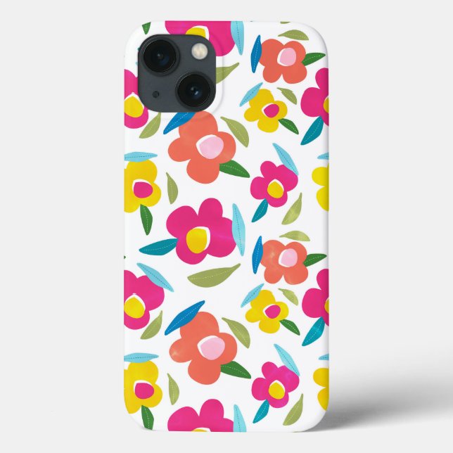 Bright Florals on White Case-Mate iPhone Case (Back)