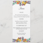 Bright Florals Spring Wedding Menu Card<br><div class="desc">These beautiful,  floral,  Spring Wedding Menu cards are part of a matching wedding kit. You can move/delete/change most of the design elements/type/background according to your choice/preferences. Please contact me at 'sika_273@yahoo.com' if you want the line expanded or the cards in a different colour. Thank you for browsing!</div>