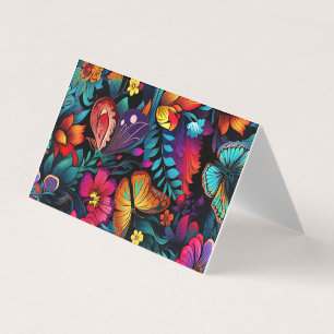 Bright Flower and Butterfly Pattern Business Card