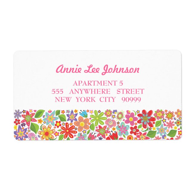 Bright Flower Garden Personalized Address Labels (Front)