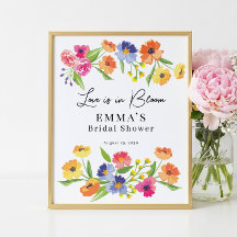 Bright Flower Garden Pink Orange Welcome Sign