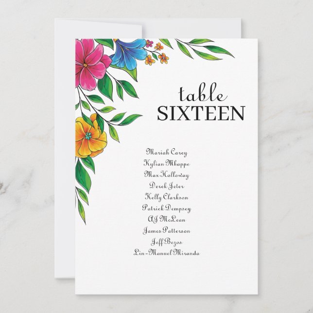 Bright Flower Spring Summer Table Seating Card (Front)
