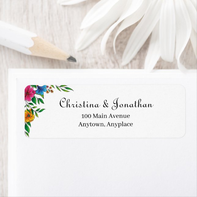 Bright Flower Spring Summer Wedding Return Address (Insitu)