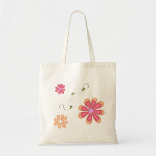 Bright Flowers and Bumble Bees Tote Bag