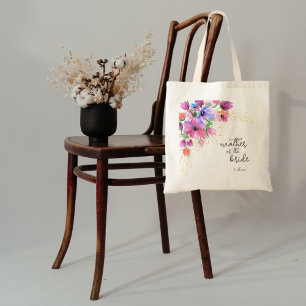 Bright Flowers and Gold Mother of the Bride Tote Bag