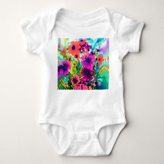 Bright Flowers Baby Bodysuit