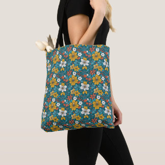 Bright Flowers, Dark Background Tote Bag