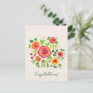 Bright Flowers Floral Bouquet Congratulations  Postcard