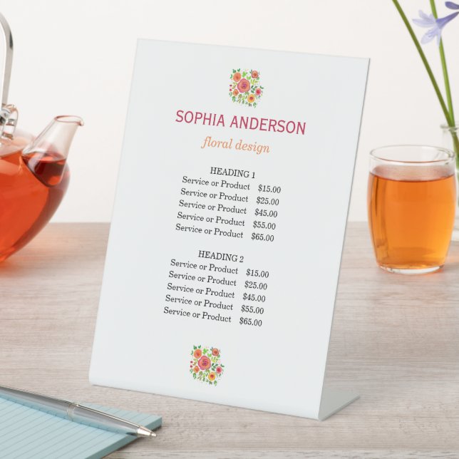 Bright Flowers Floral Bouquet, Service Price  Pedestal Sign (In SItu)