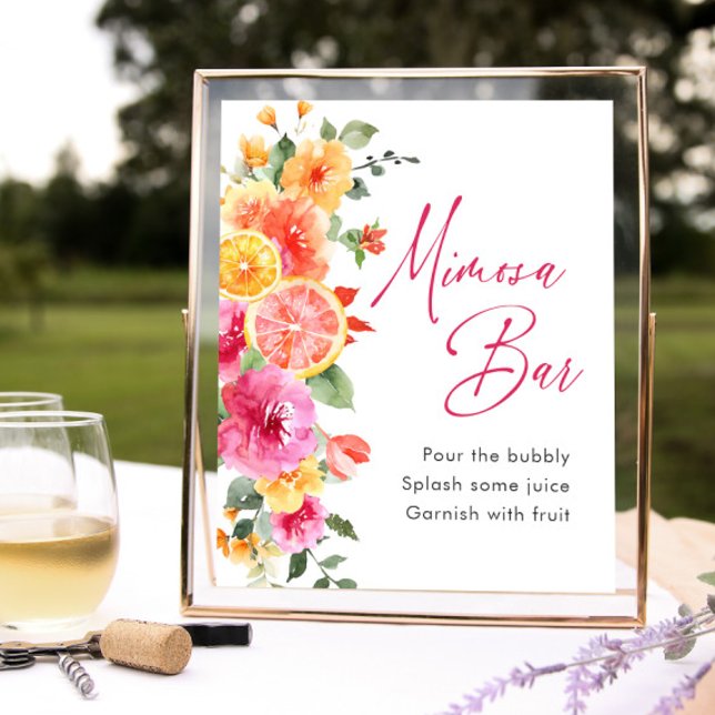Bright Flowers Floral Citrus Bridal Mimosa Bar Poster (Creator Uploaded)