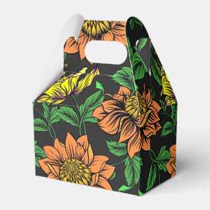 Bright Flowers Pop from Black Background Favor Box