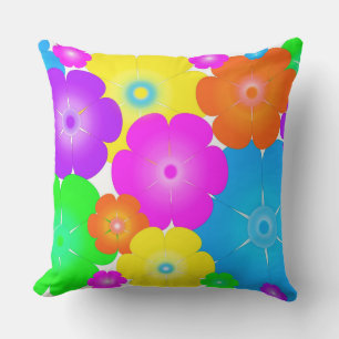 Bright Flowers Throw Pillow