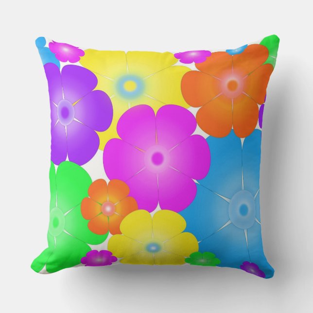Bright Flowers Throw Pillow (Front)