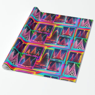 Bright, Fluorescent Holiday TREE Wraps Wrapping Paper