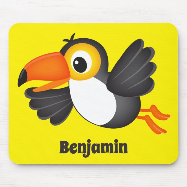 Bright Flying Toucan Yellow Mouse Pad (Front)