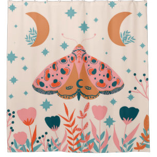 Bright Folk art Moths pattern