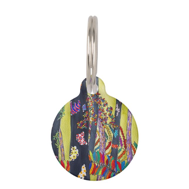 bright forest watercolour fun colourful  pet tag (Front)