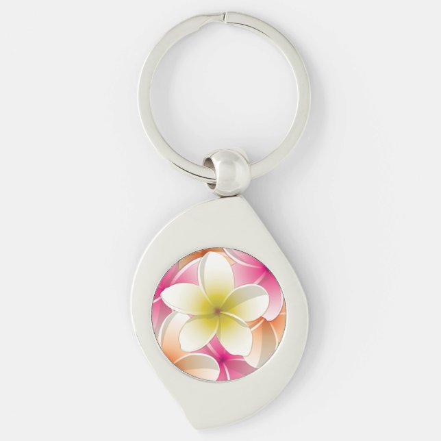 Bright Frangipani/ Plumeria flowers Keychain (Front)