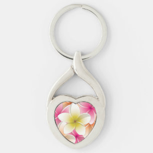 Bright Frangipani/ Plumeria flowers Keychain