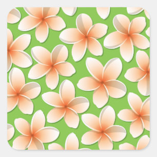 Bright Frangipani/ Plumeria flowers Square Sticker