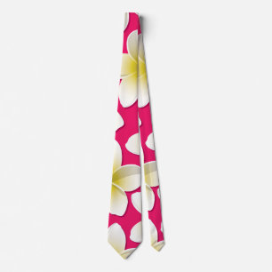 Bright Frangipani/ Plumeria flowers Tie