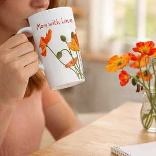 Bright Fresh Poppy Photo Mom with Love Gift  Latte Mug