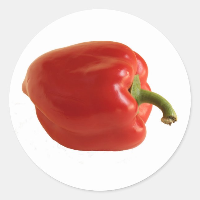 Bright Fresh Red Bell Pepper   Classic Round Sticker (Front)