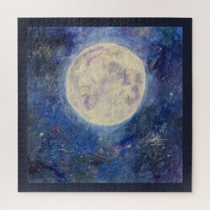 Bright Full Moon Night Sky Maureen Girard Jigsaw Puzzle