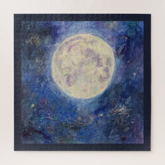 Bright Full Moon Night Sky Maureen Girard Jigsaw Puzzle